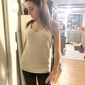 Kikit | Sherpa Teddy Fur Stretch Tank Top Neutral Cream Taupe | size Med | NWT
